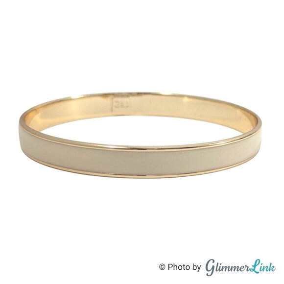 Gap Cream Enamel Stripe Classic Gold Tone Bangle Bracelet - Picture 4 of 8